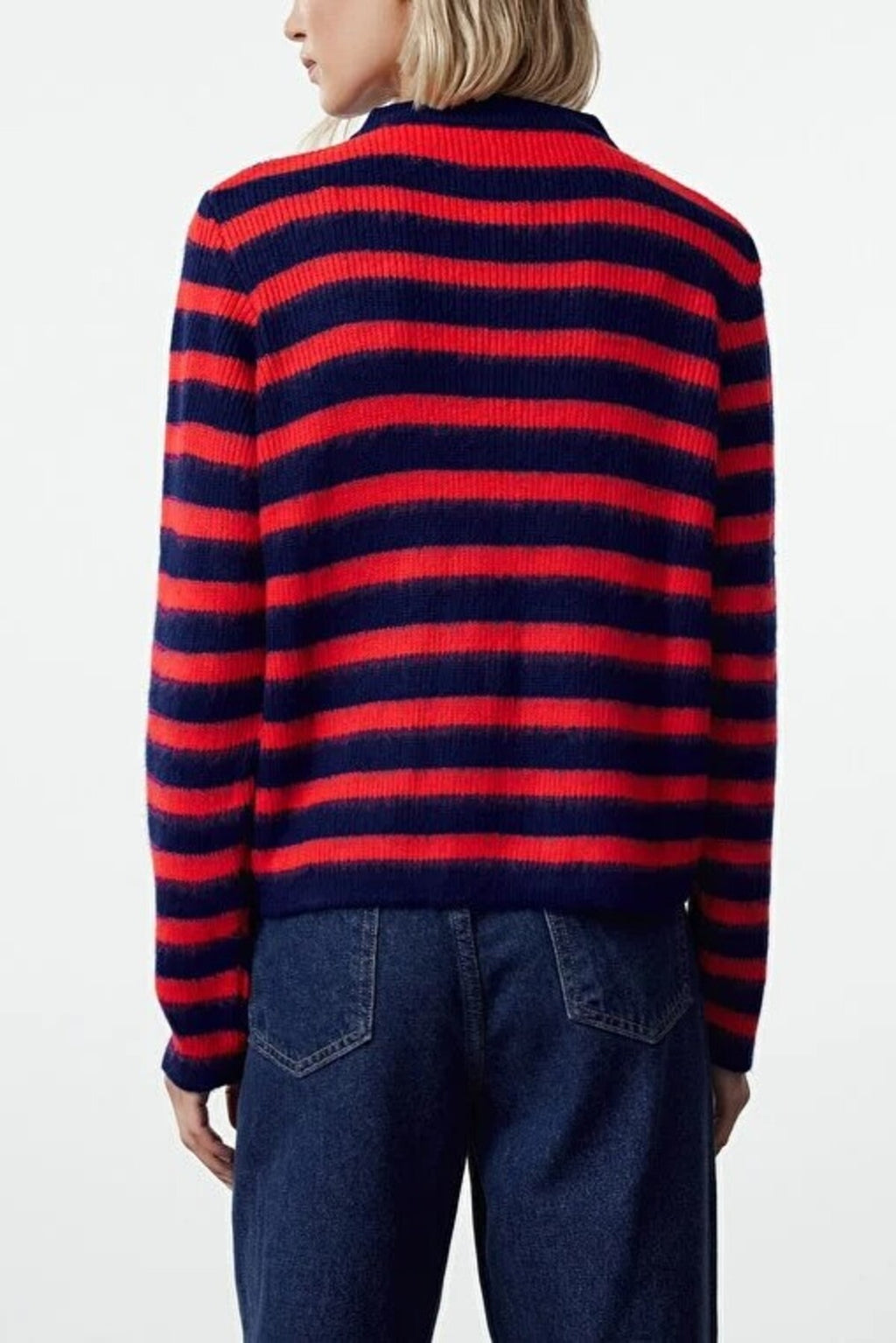 Soft Textured Striped Knit Cardigan