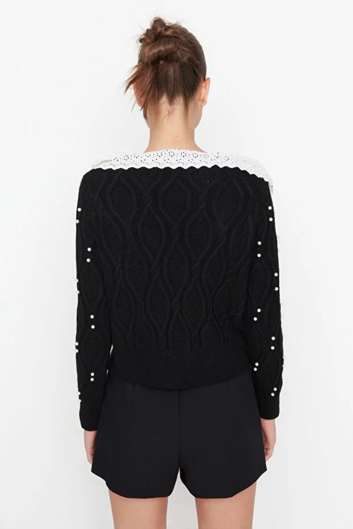 Shirt Woven Garni Collar Detailed Knit Cardigan