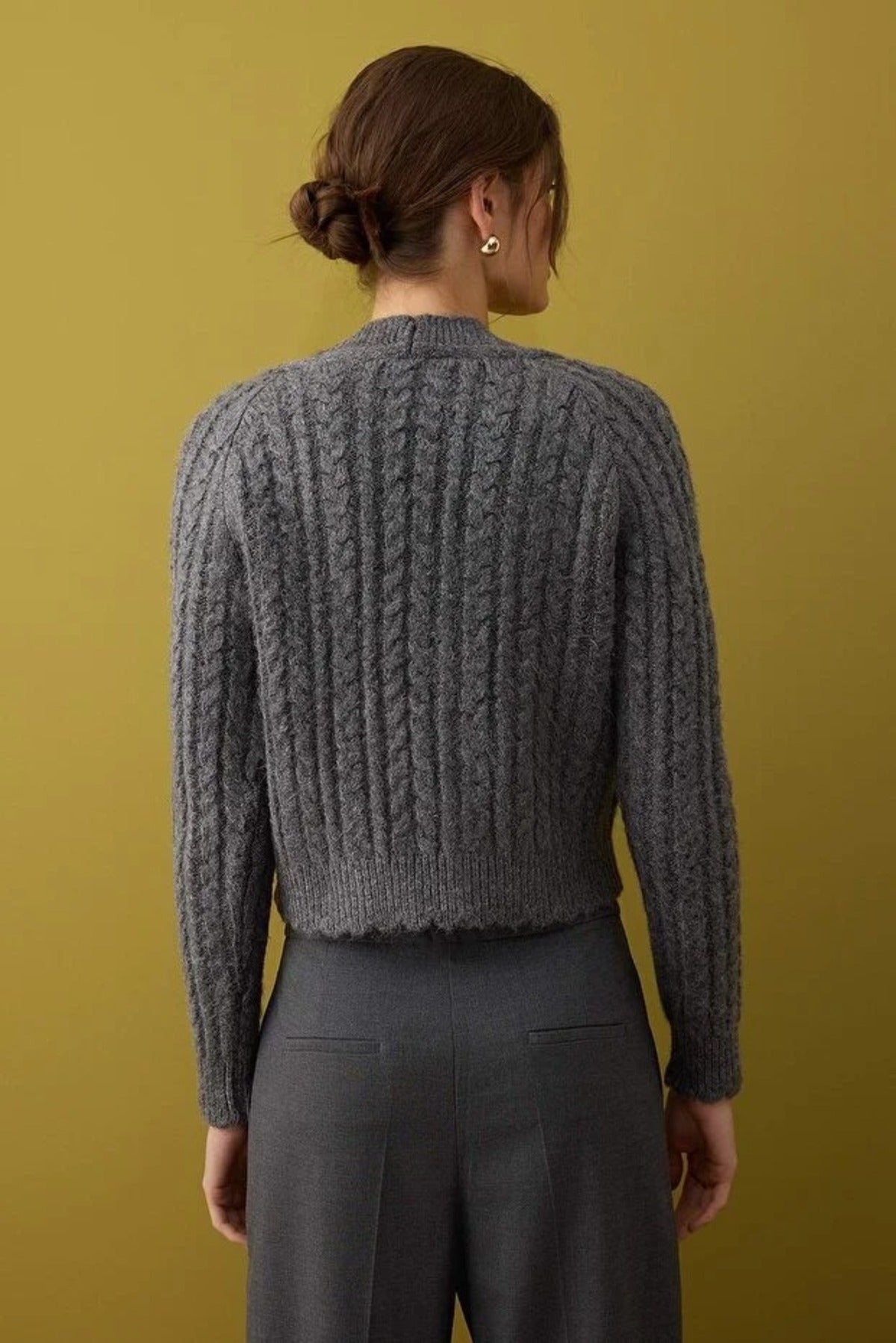 Soft Textured Crop Knit Cardigan with Pearl Button Details