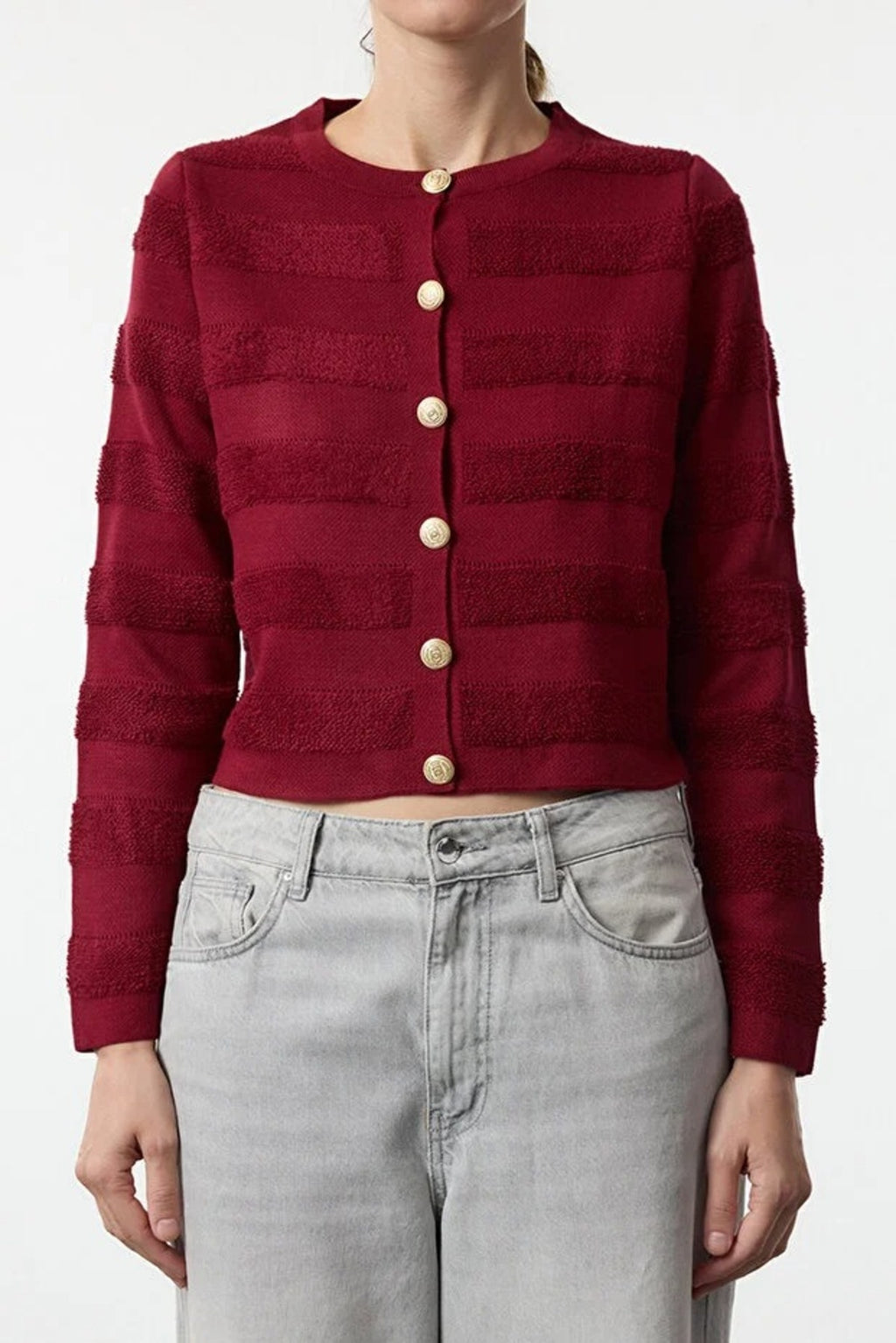 Crew Neck Knit Cardigan