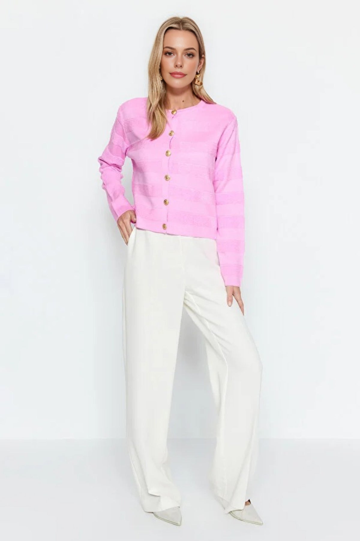 Crew Neck Knit Cardigan