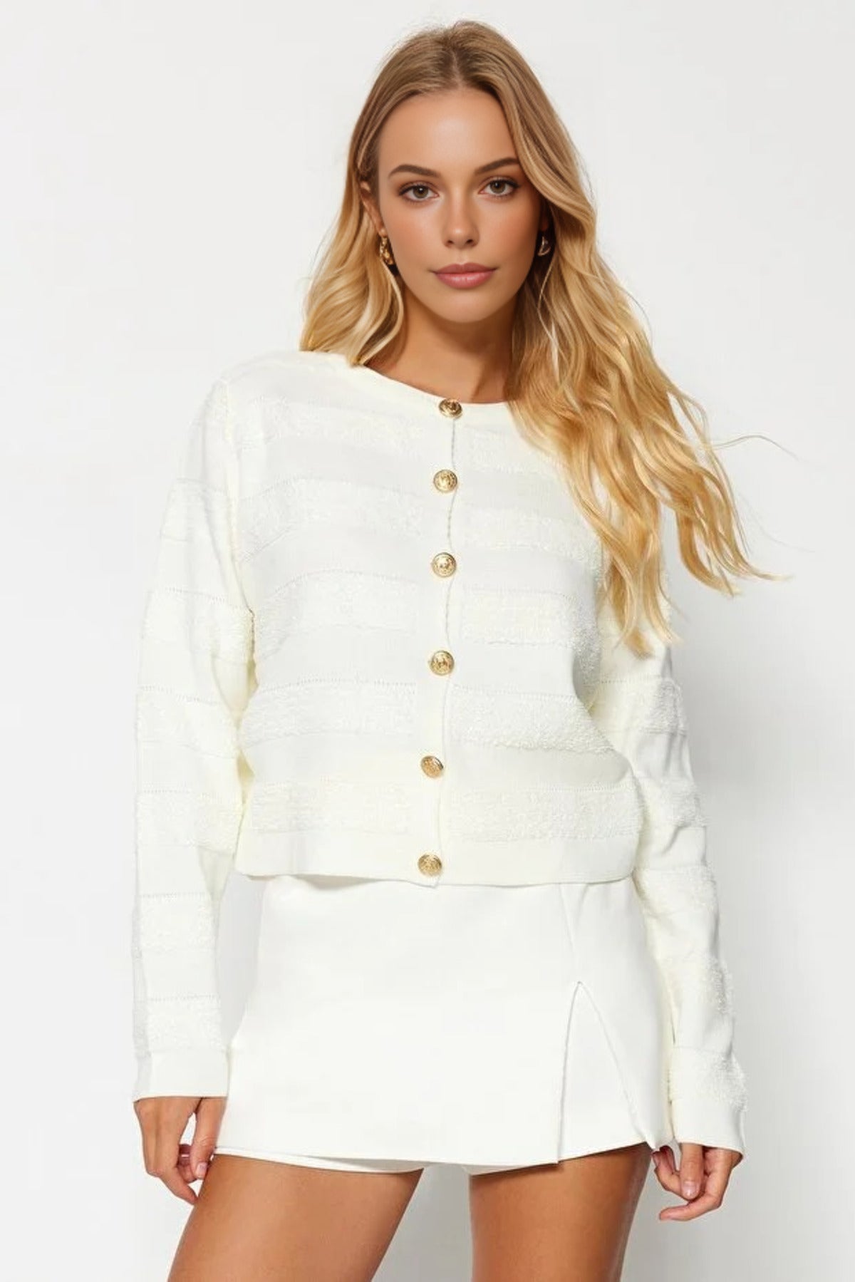 Crew Neck Knit Cardigan