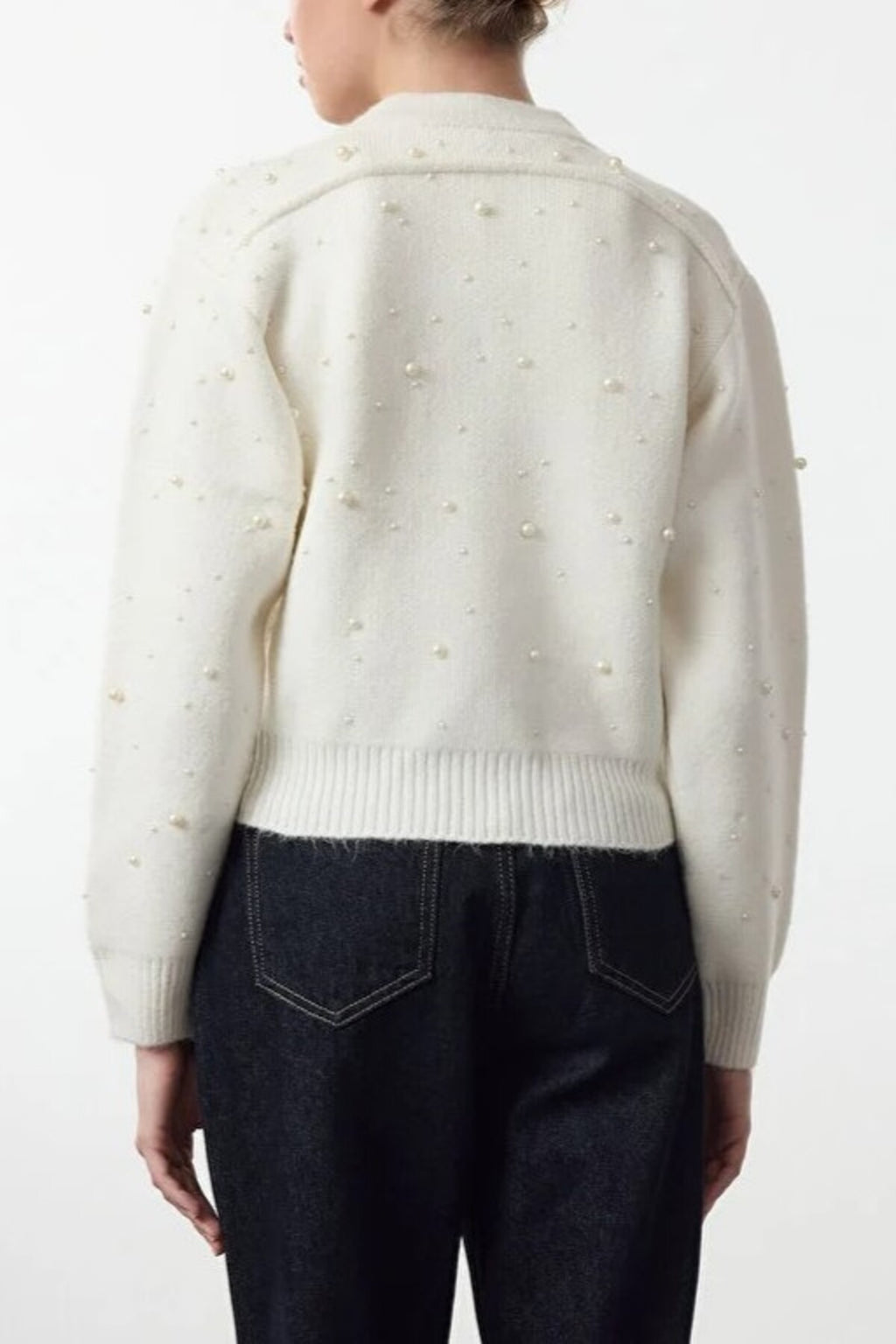 Soft Textured Zippered Knit Cardigan with Stone Details