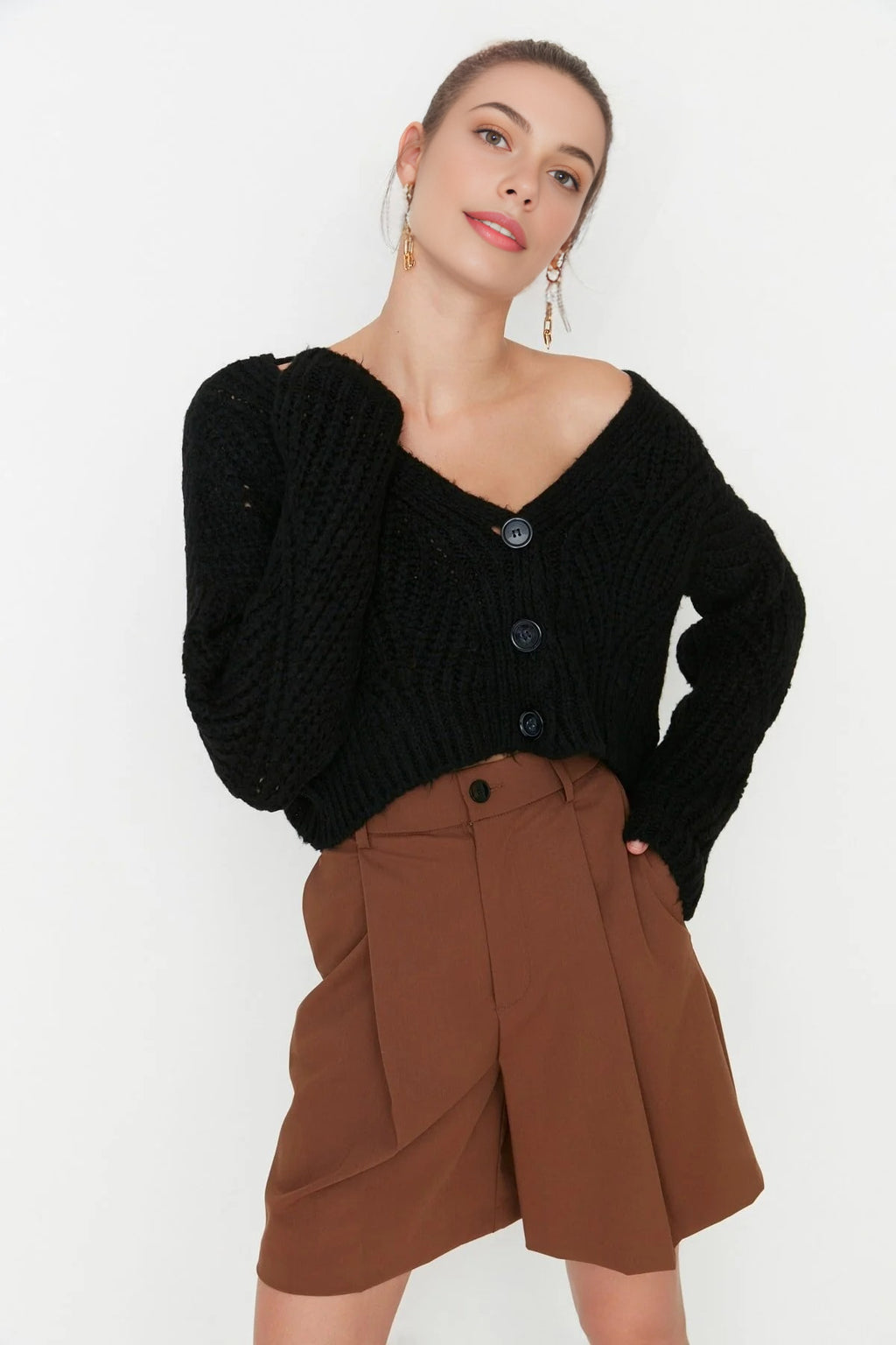 Soft Textured Crop Knit Cardigan