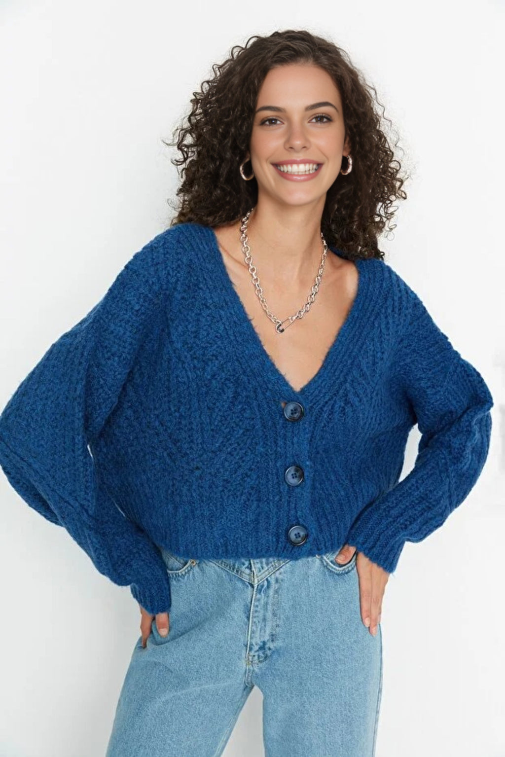 Soft Textured Crop Knit Cardigan