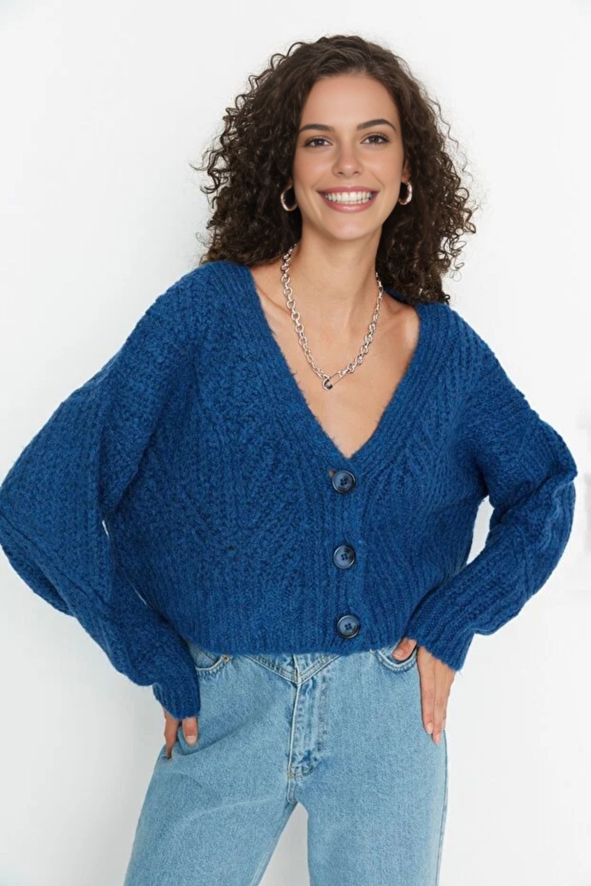 Soft Textured Crop Knit Cardigan