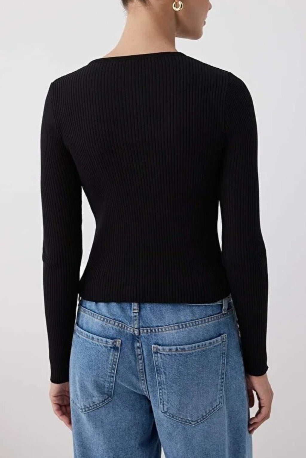 Mercerized Look Ribbed Knit Cardigan