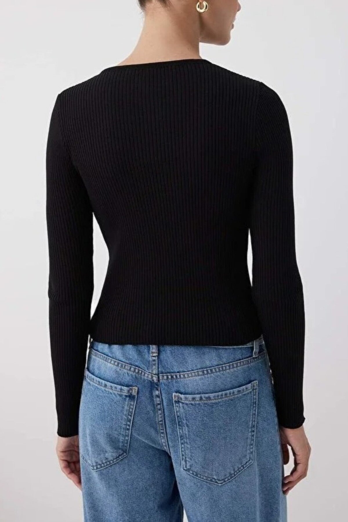 Mercerized Look Ribbed Knit Cardigan