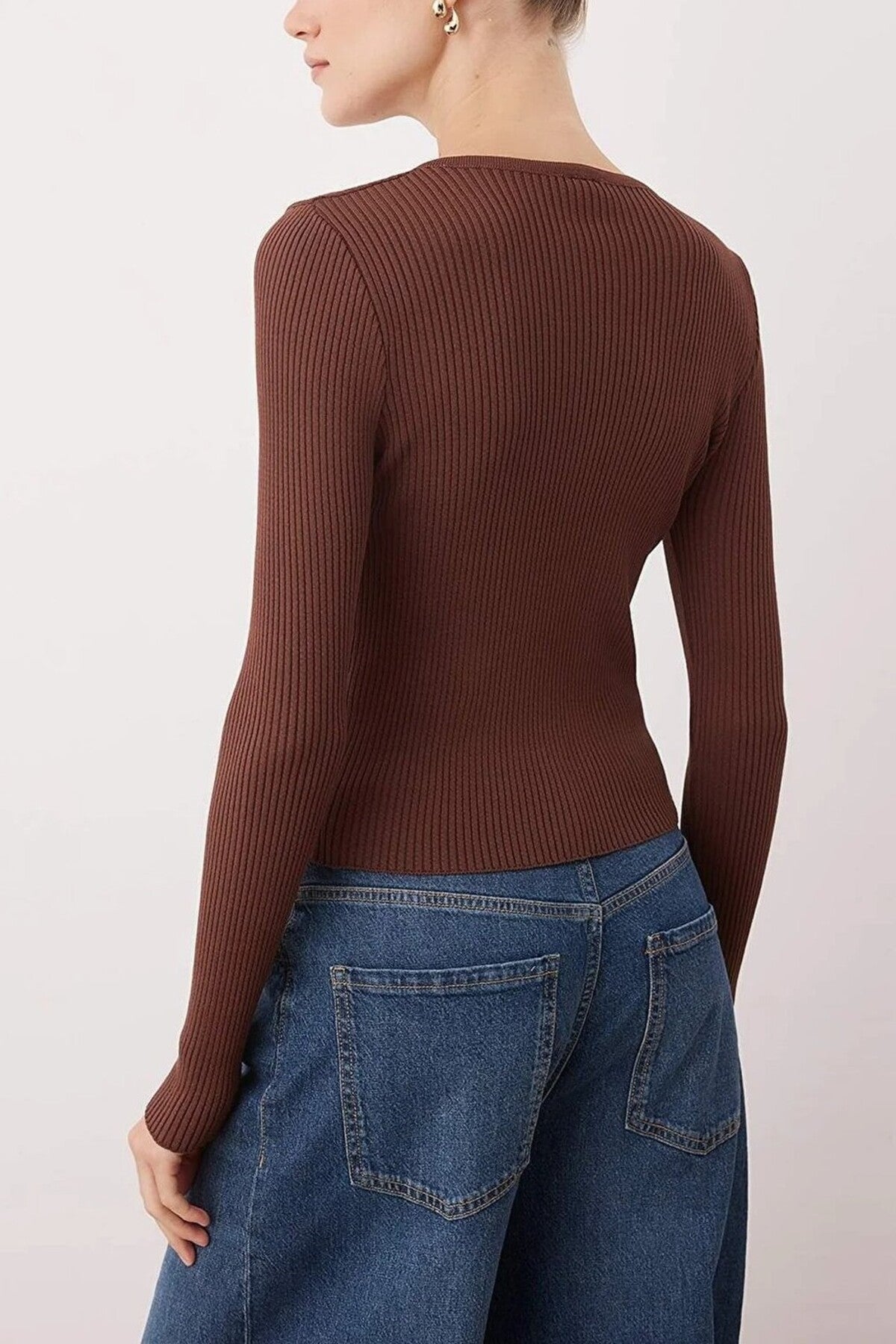 Mercerized Look Ribbed Knit Cardigan