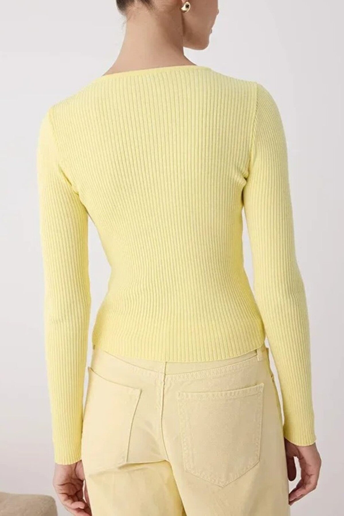 Mercerized Look Ribbed Knit Cardigan