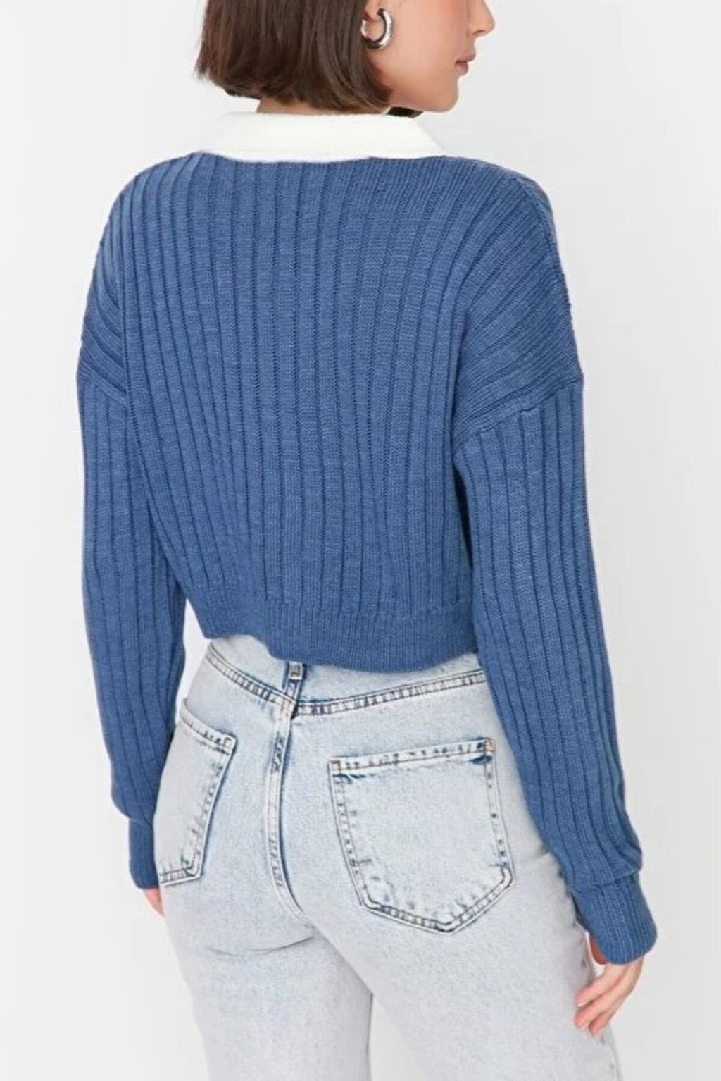 Super Crop Shirt Garnish Knit Cardigan