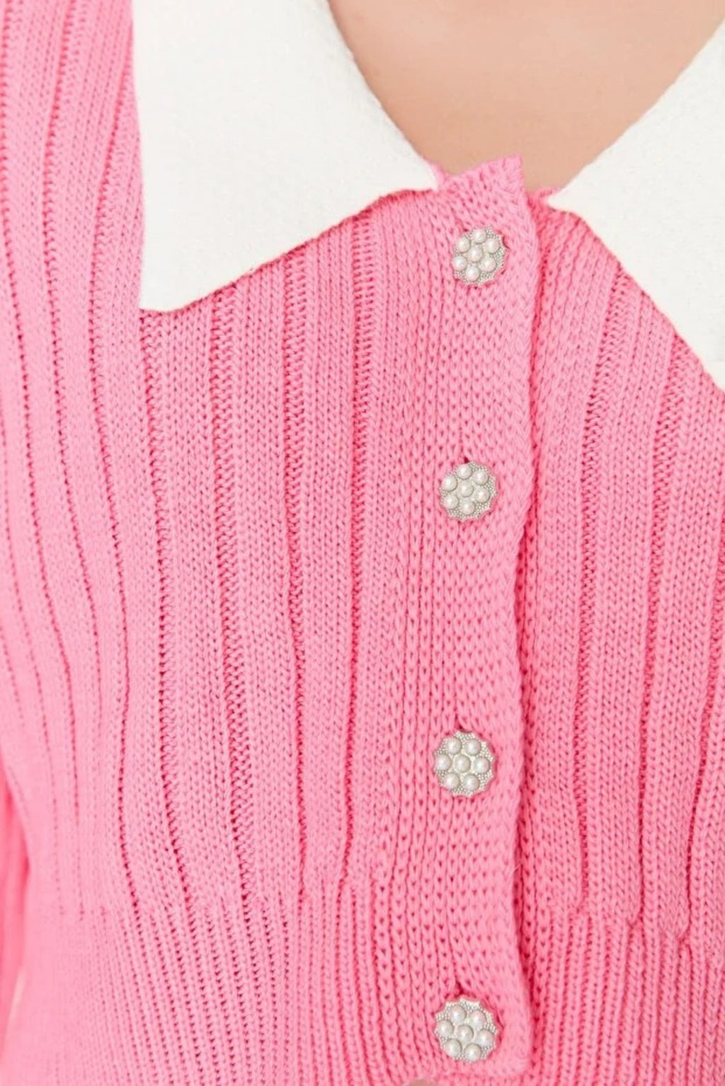 Super Crop Shirt Garnish Knit Cardigan