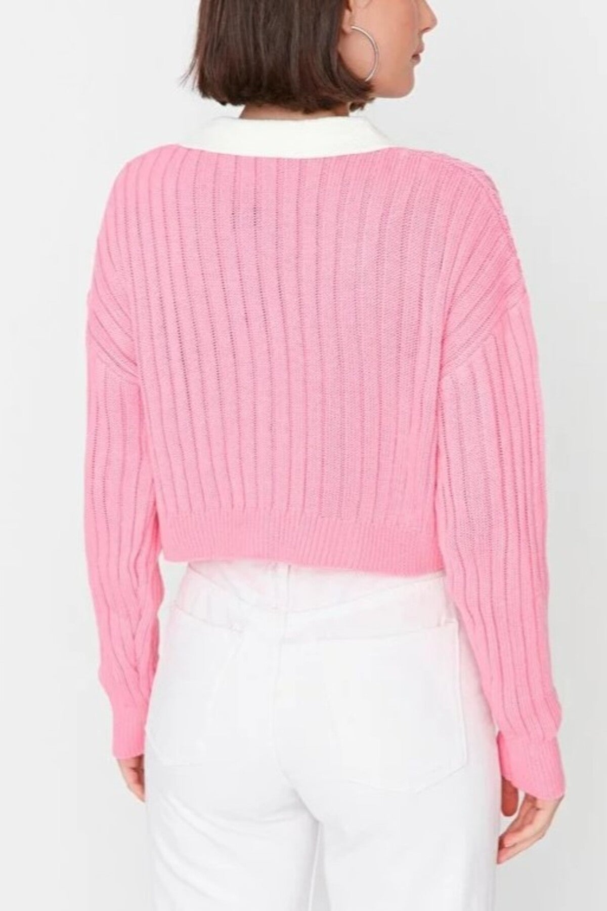 Super Crop Shirt Garnish Knit Cardigan