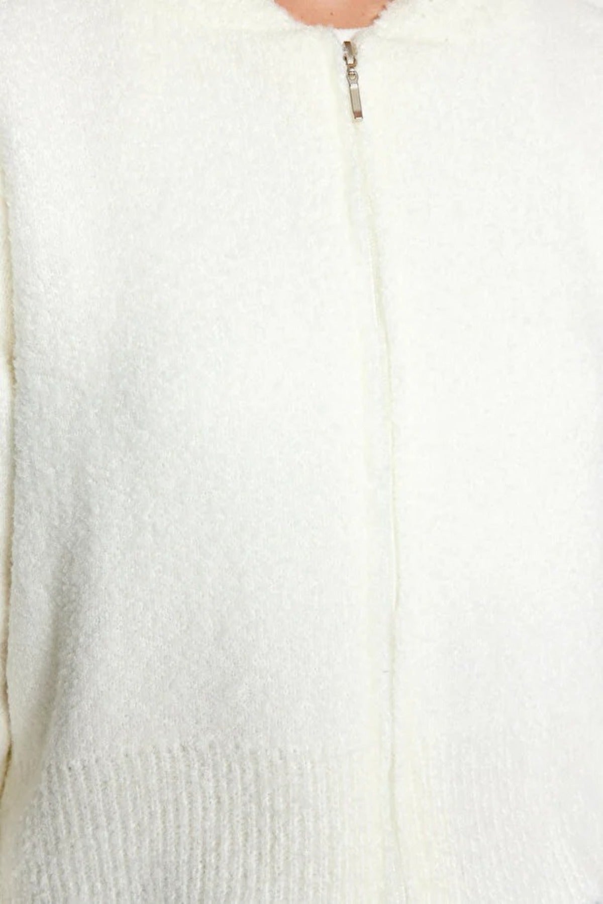 Hooded Zippered Knit Crop Cardigan