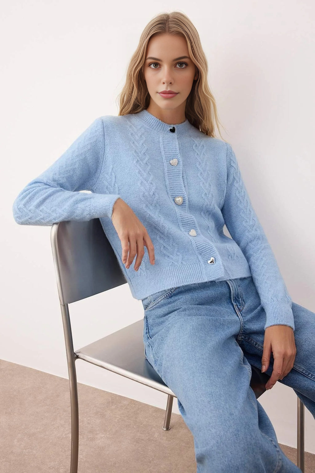 Soft Textured Knit Cardigan with Button Details