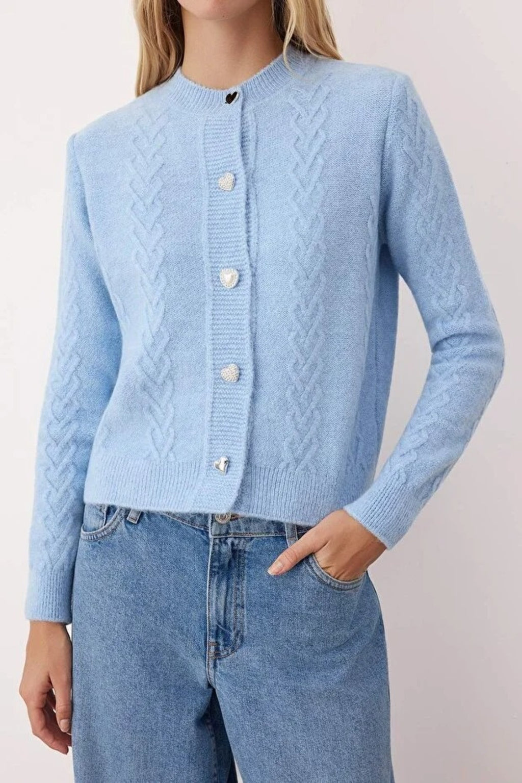 Soft Textured Knit Cardigan with Button Details