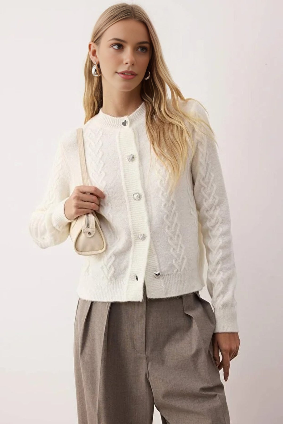 Soft Textured Knit Cardigan with Button Details