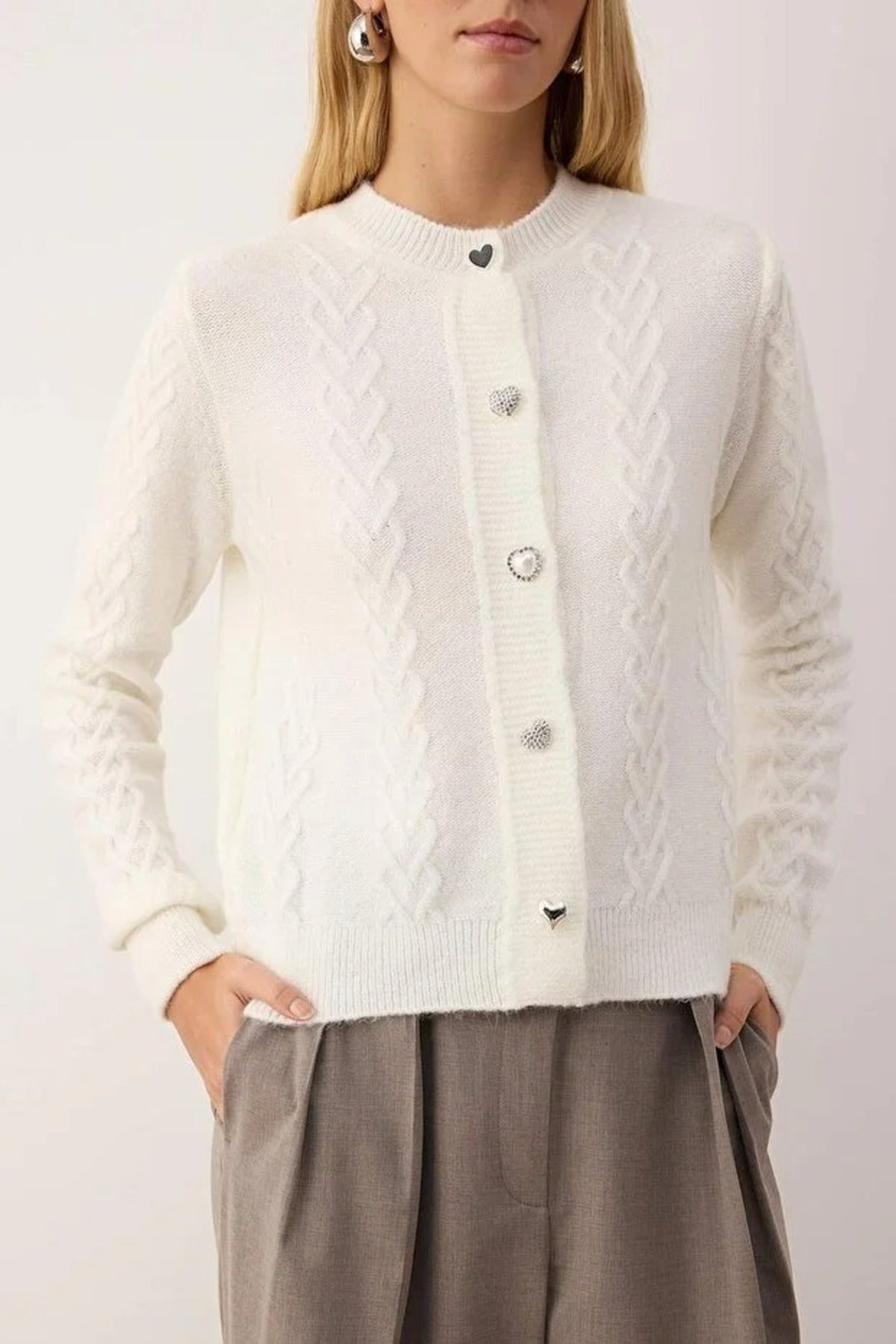 Soft Textured Knit Cardigan with Button Details
