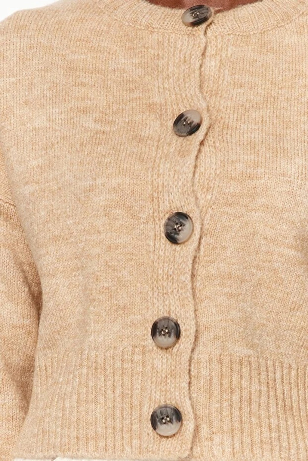 Crop Soft Textured Buttoned Knit Cardigan