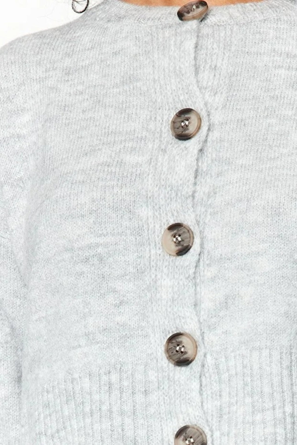 Crop Soft Textured Buttoned Knit Cardigan