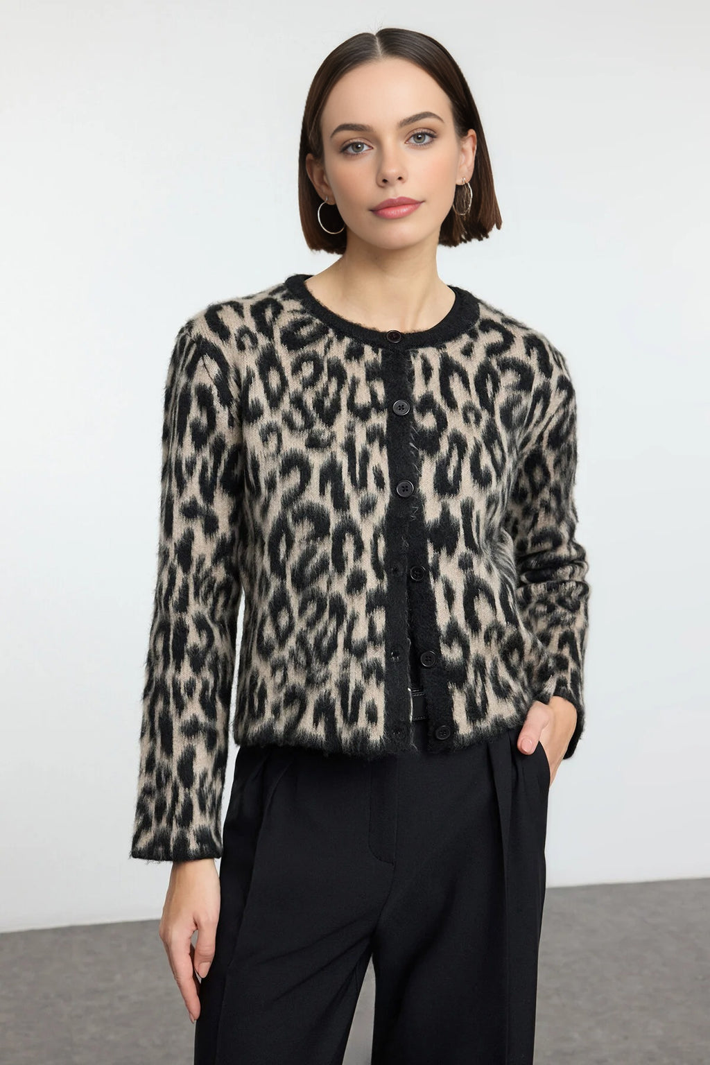 Leopard Print Knit Cardigan