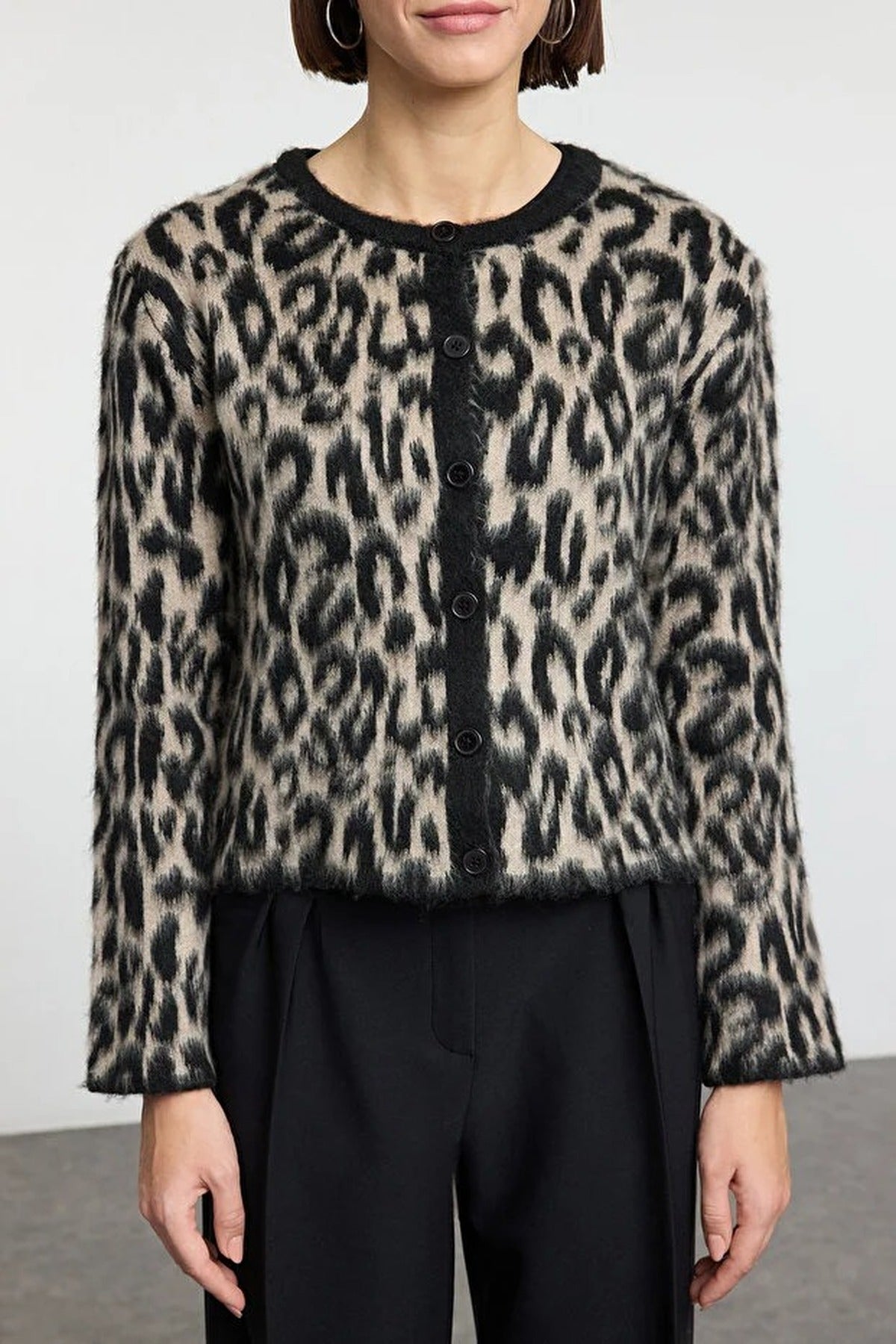 Leopard Print Knit Cardigan