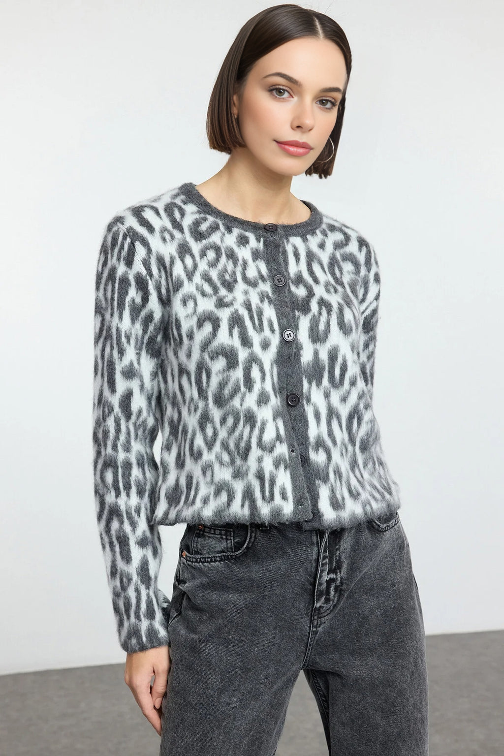 Leopard Print Knit Cardigan