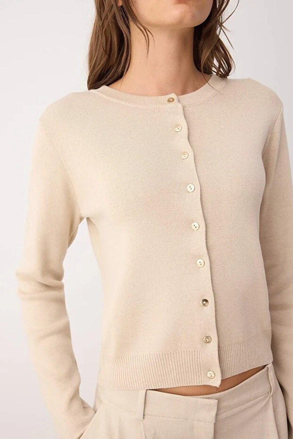 Basic Knit Cardigan with Button Details