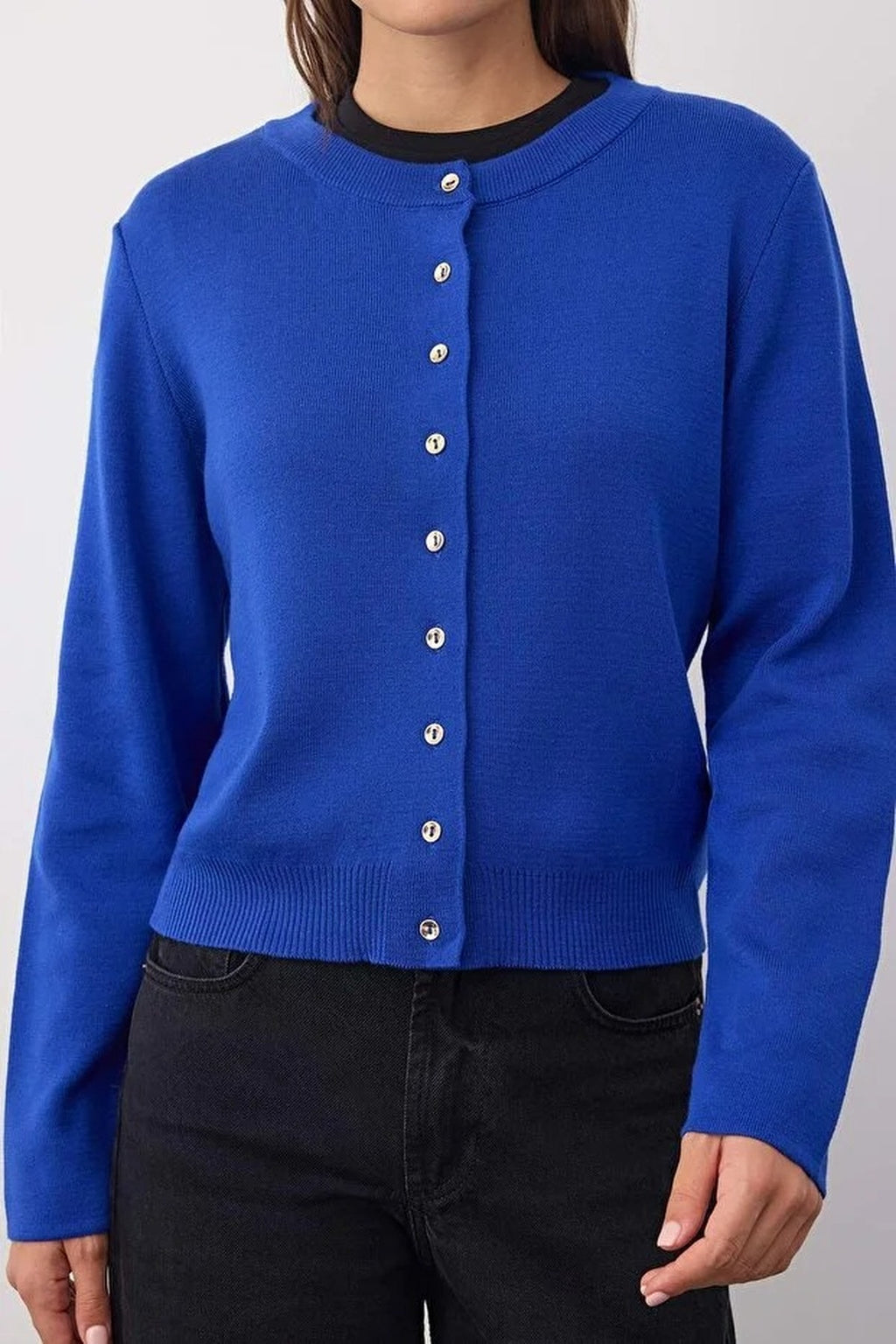 Basic Knit Cardigan with Button Details