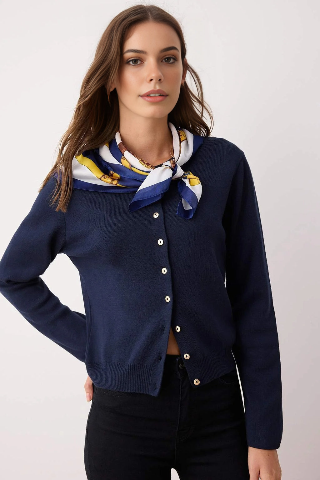 Basic Knit Cardigan with Button Details