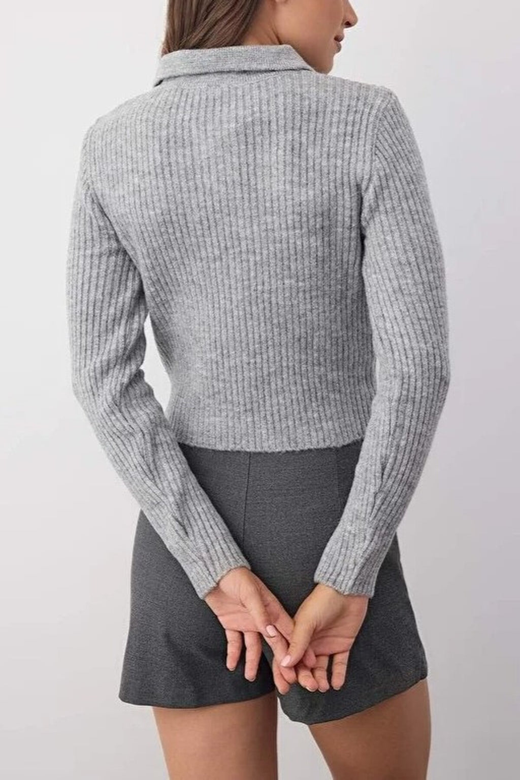 Soft Textured Knit Cardigan with Zipper Detail