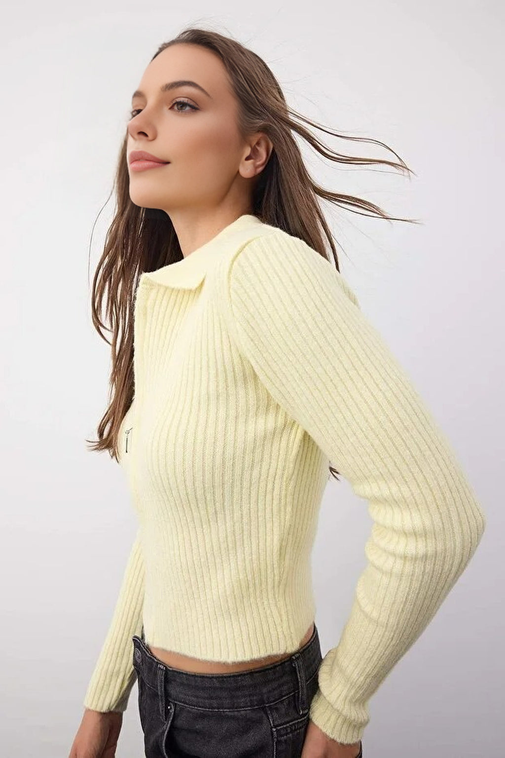 Soft Textured Knit Cardigan with Zipper Detail