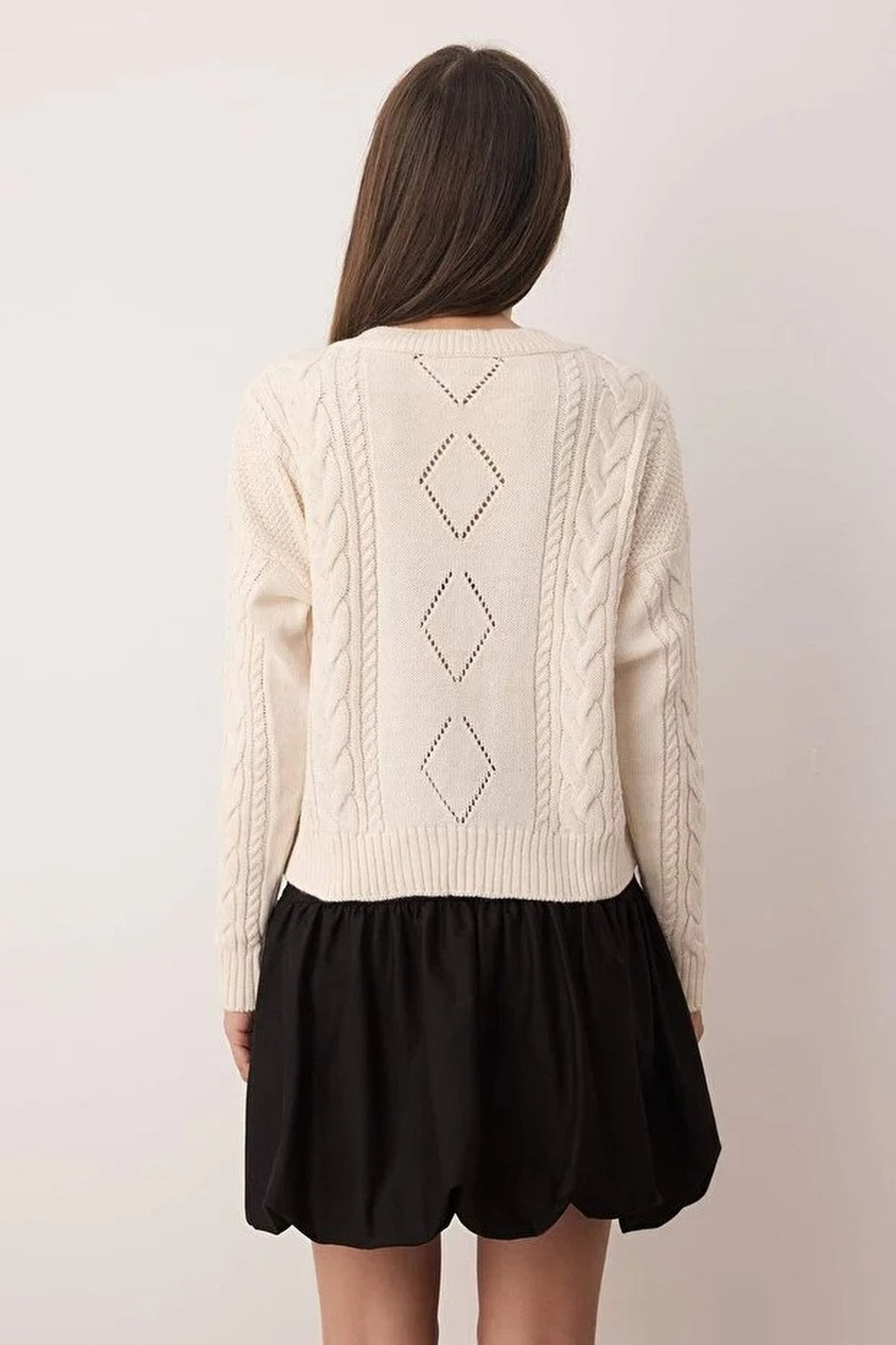 Knitted Cardigan with Ribbon Detail and Flower Embroidery