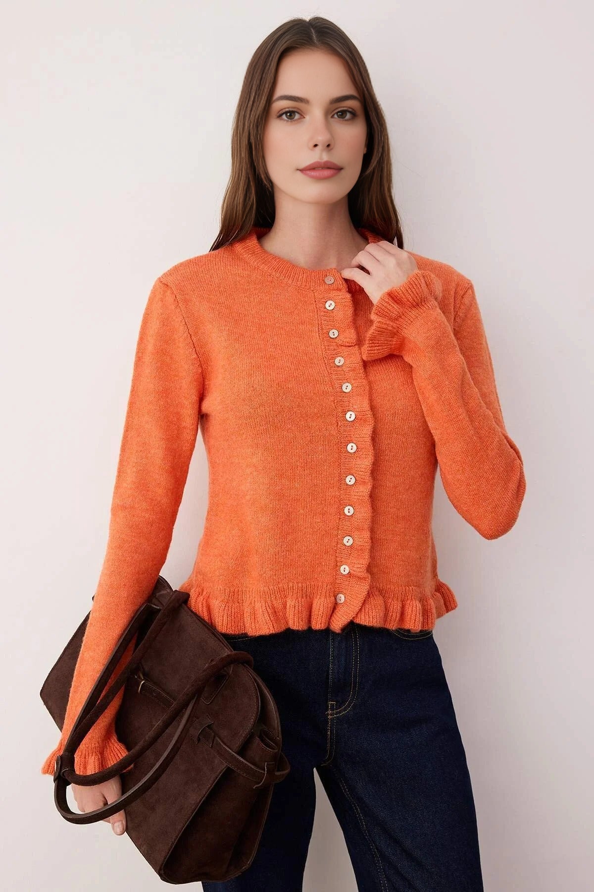 Soft Textured Knit Cardigan with Button Details