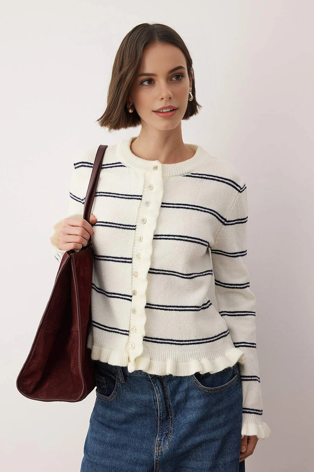 Soft Textured Knit Cardigan with Button Details