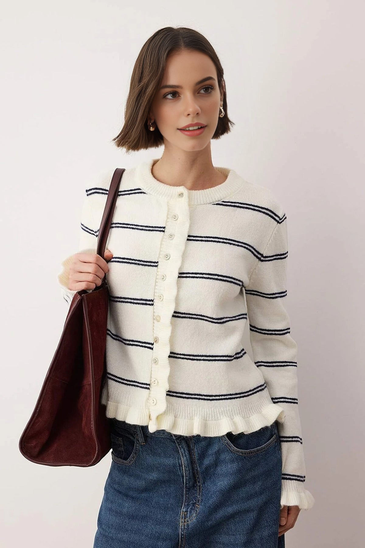 Soft Textured Knit Cardigan with Button Details