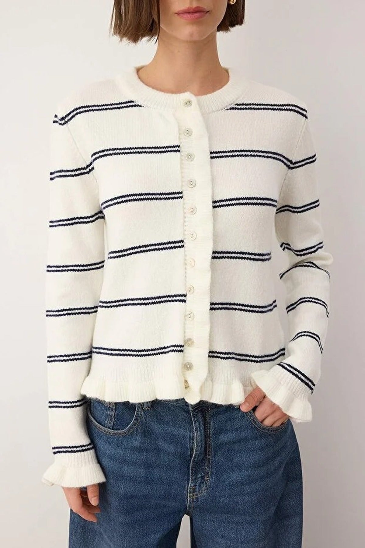 Soft Textured Knit Cardigan with Button Details