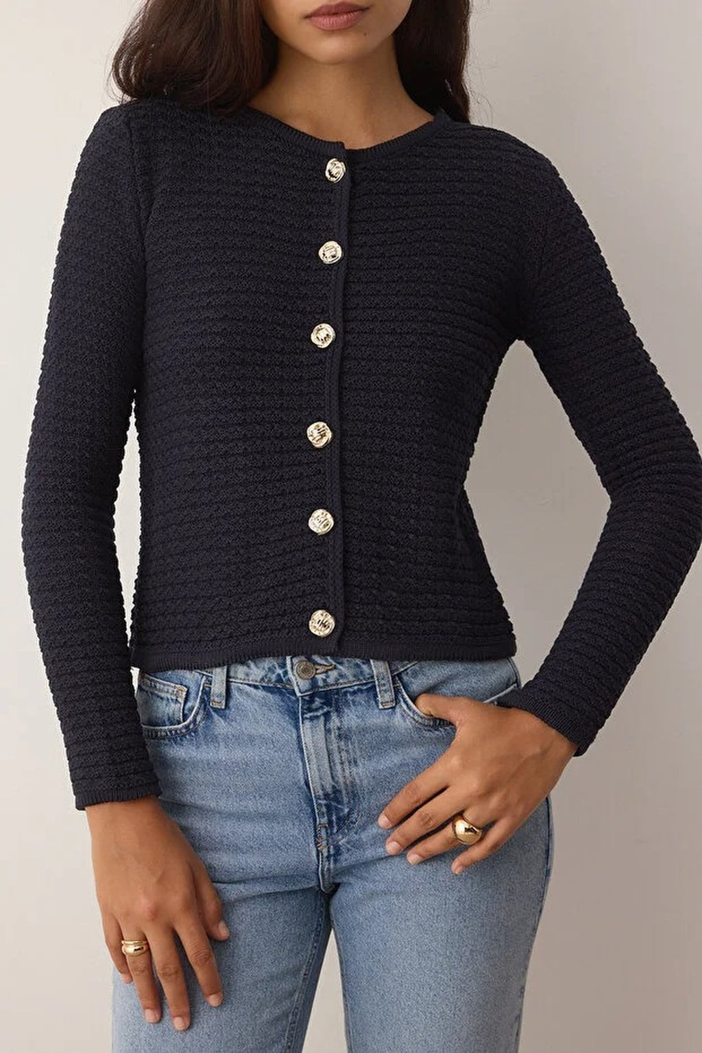 Textured Look Knit Cardigan