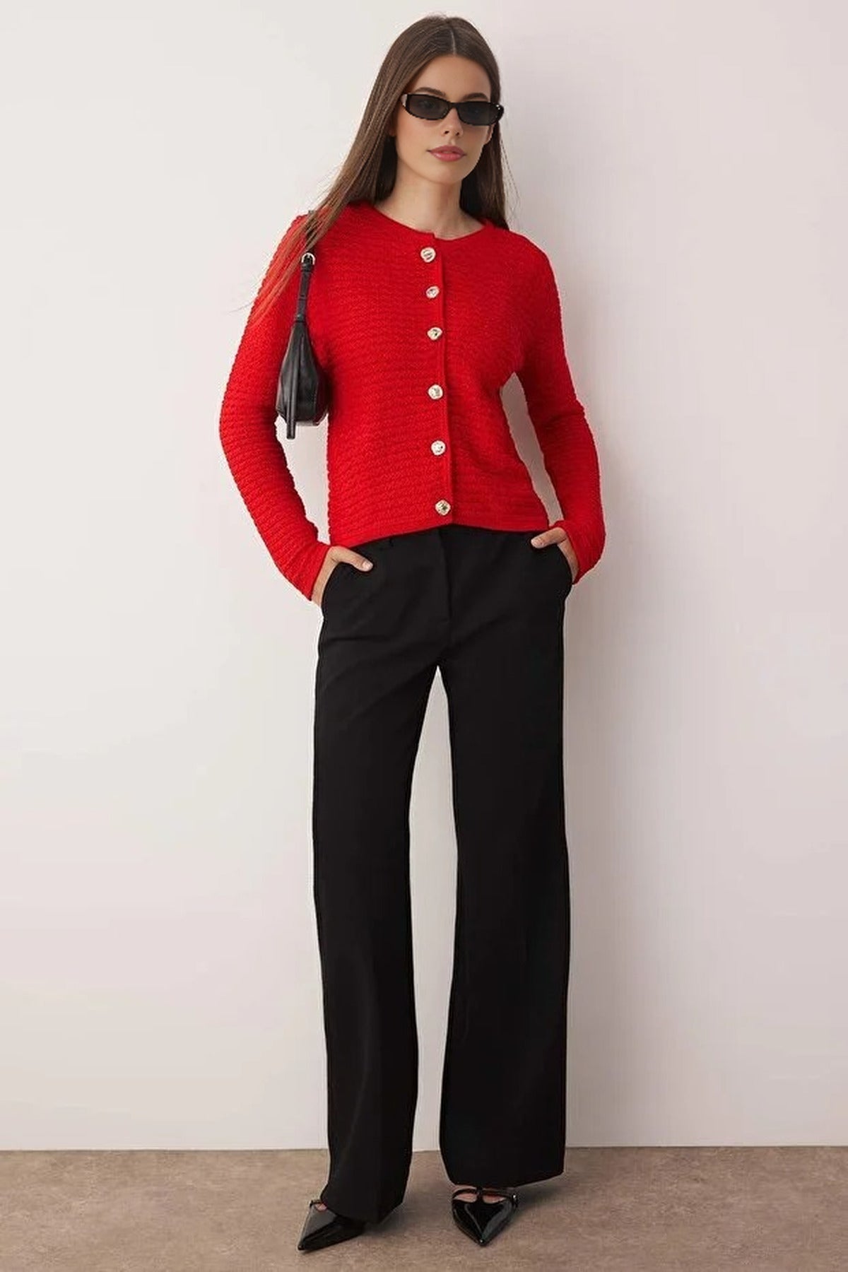 Textured Look Knit Cardigan