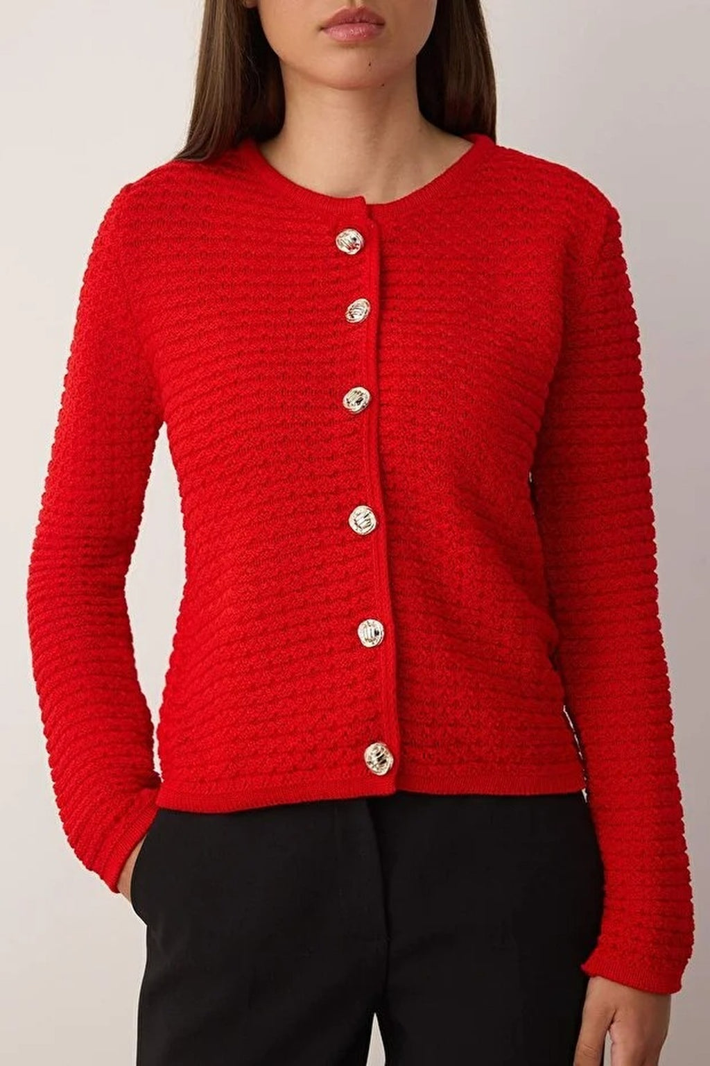 Textured Look Knit Cardigan