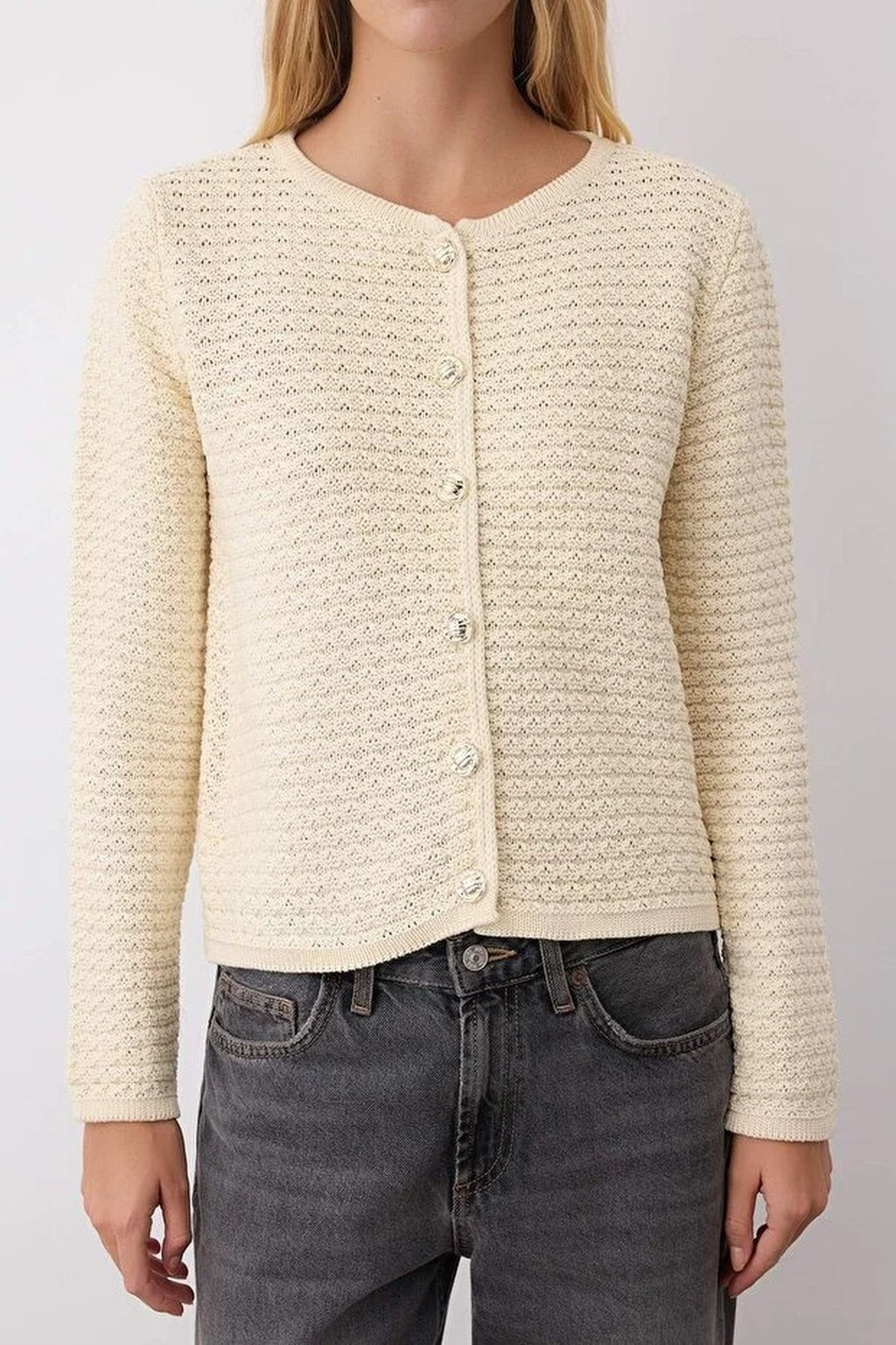Textured Look Knit Cardigan