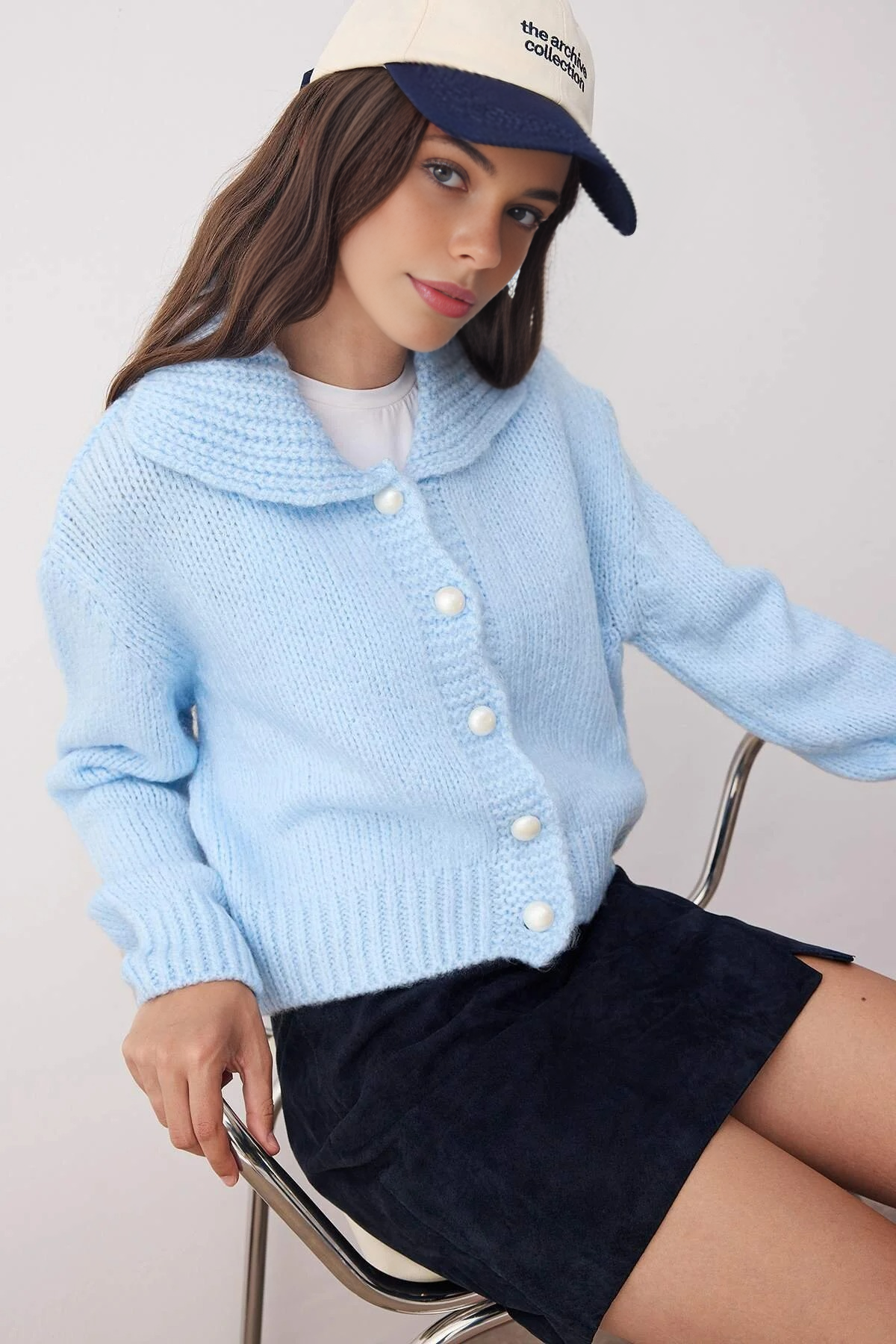 Oversize Crop Knit Cardigan