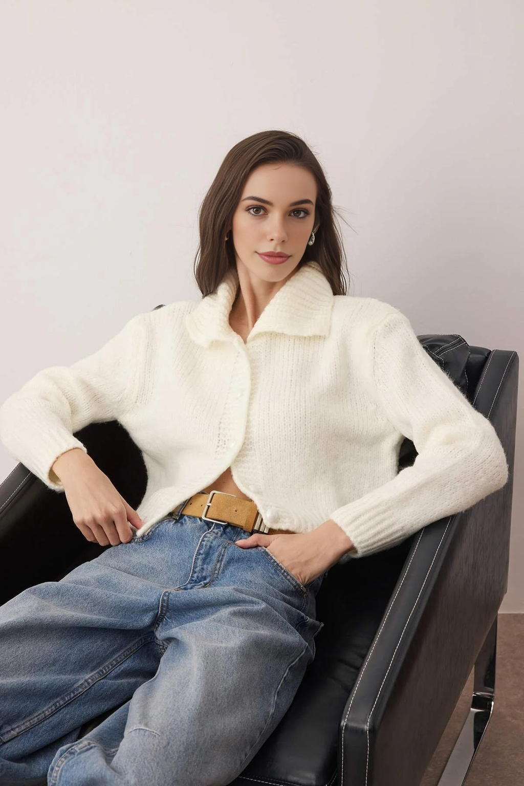 Oversize Crop Knit Cardigan