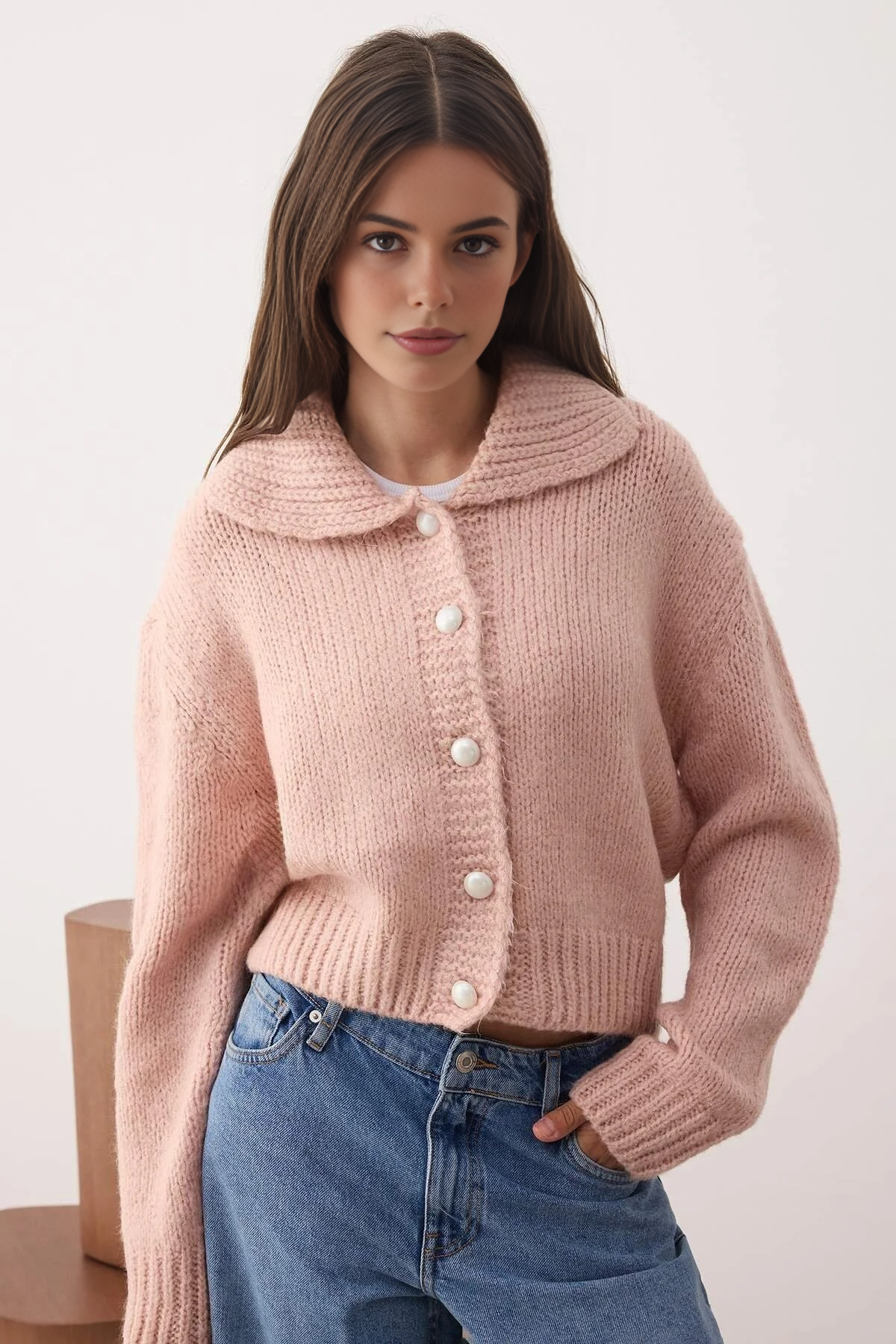Oversize Crop Knit Cardigan