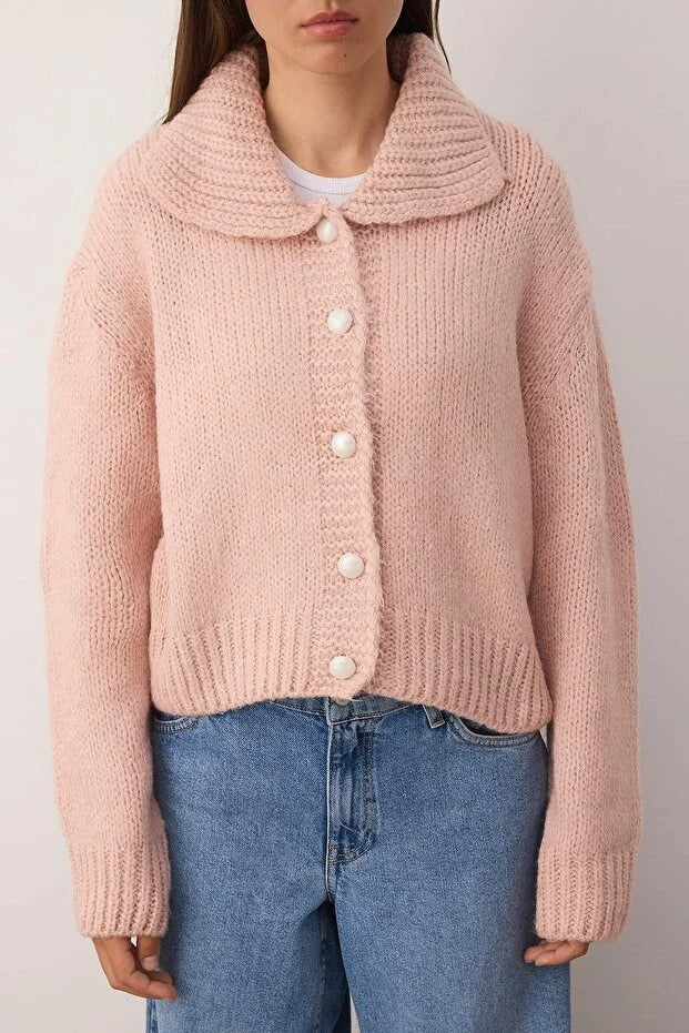 Oversize Crop Knit Cardigan
