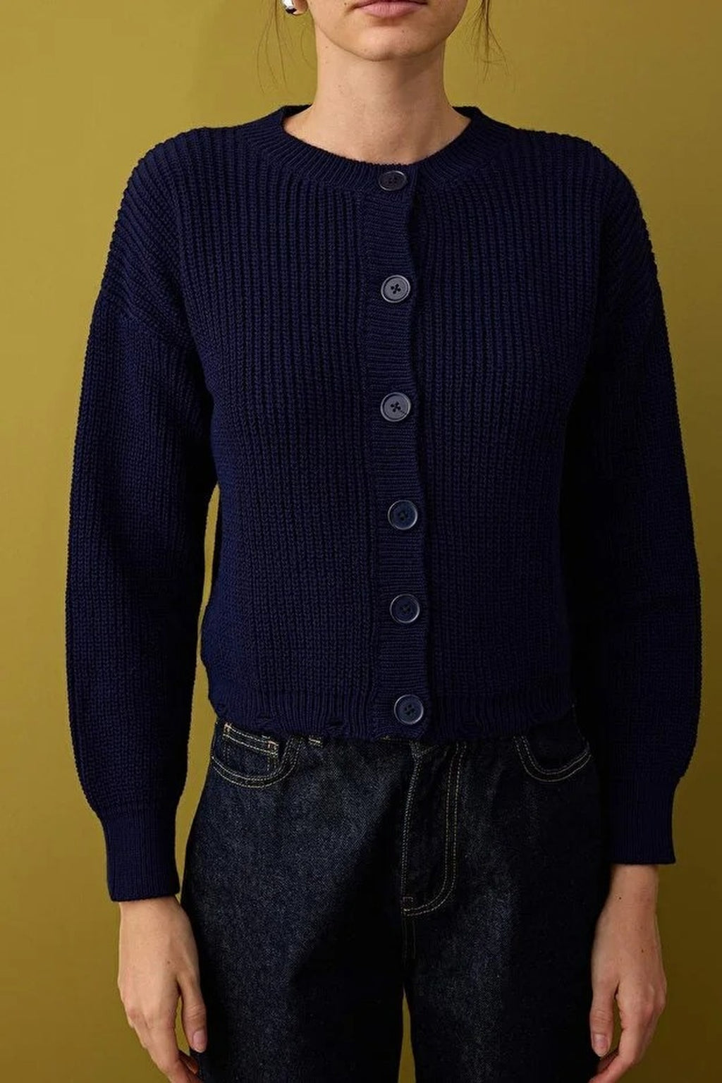 Crew Neck Knit Cardigan