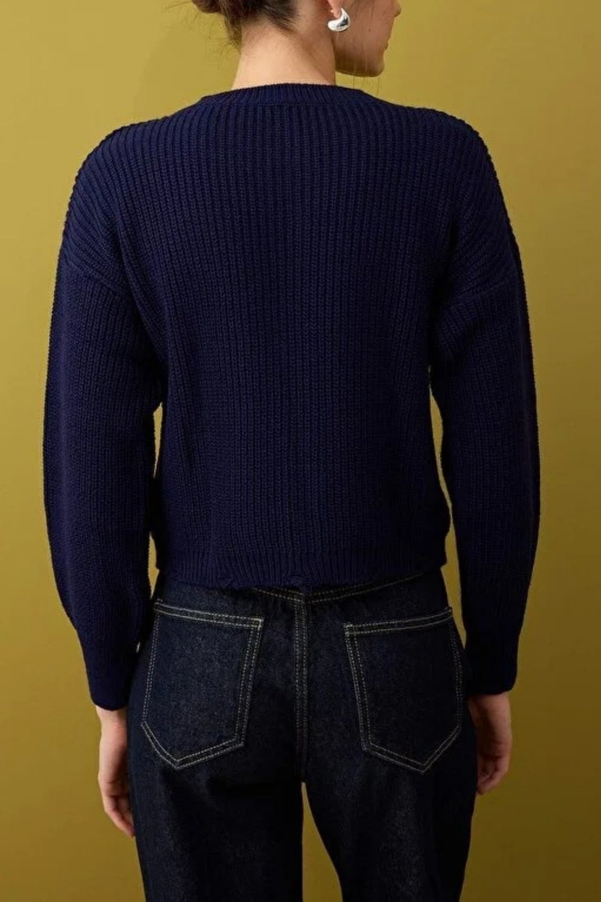 Crew Neck Knit Cardigan