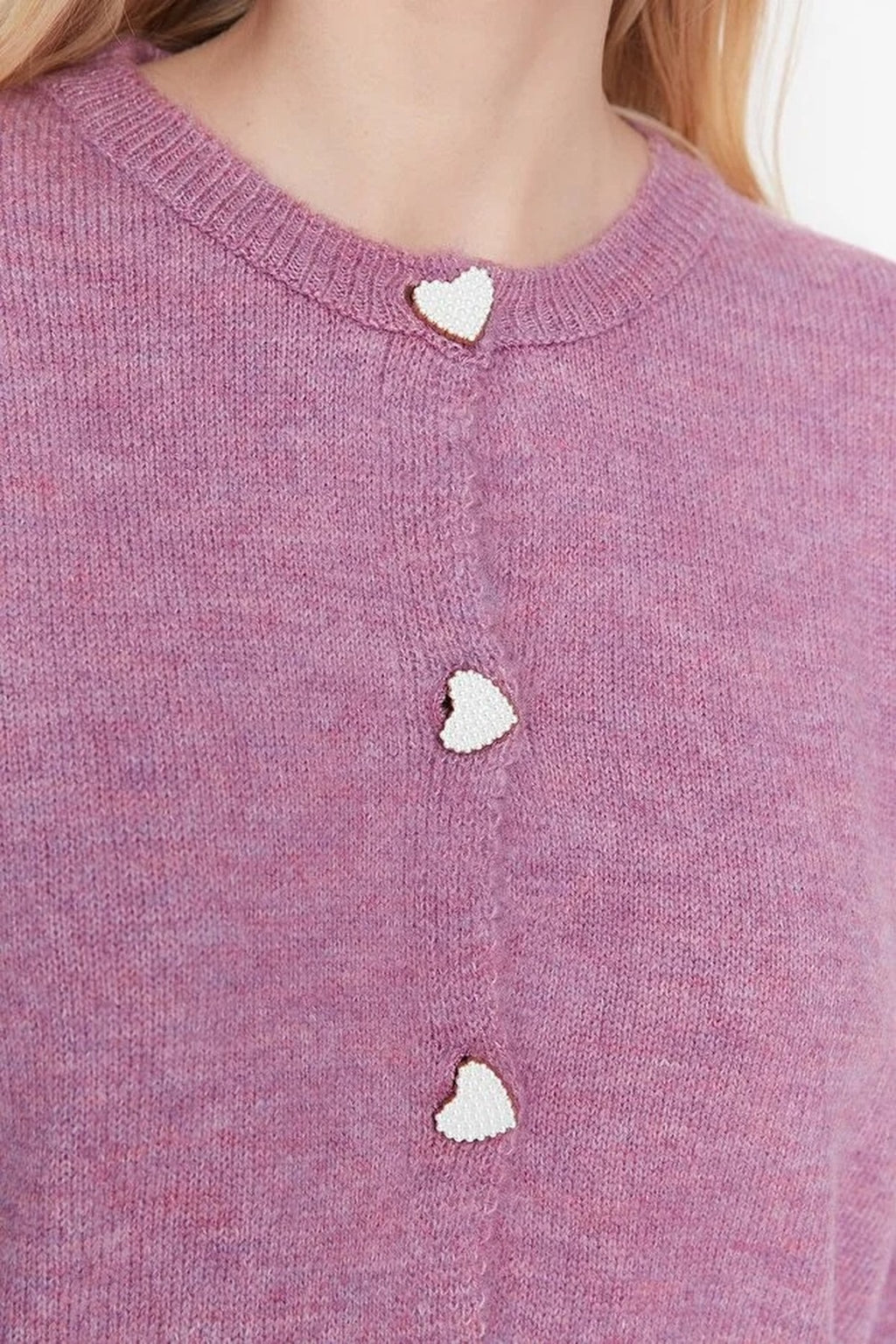 Soft-Textured Knit Cardigan with Jewelry Button Detail