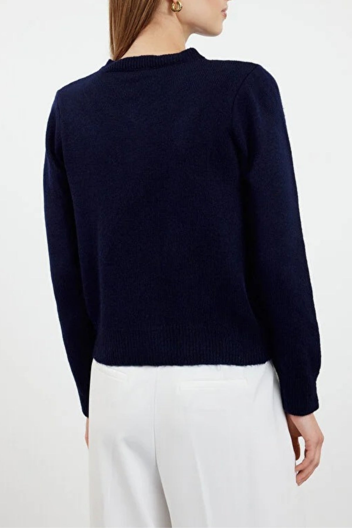 Soft-Textured Knit Cardigan with Jewelry Button Detail