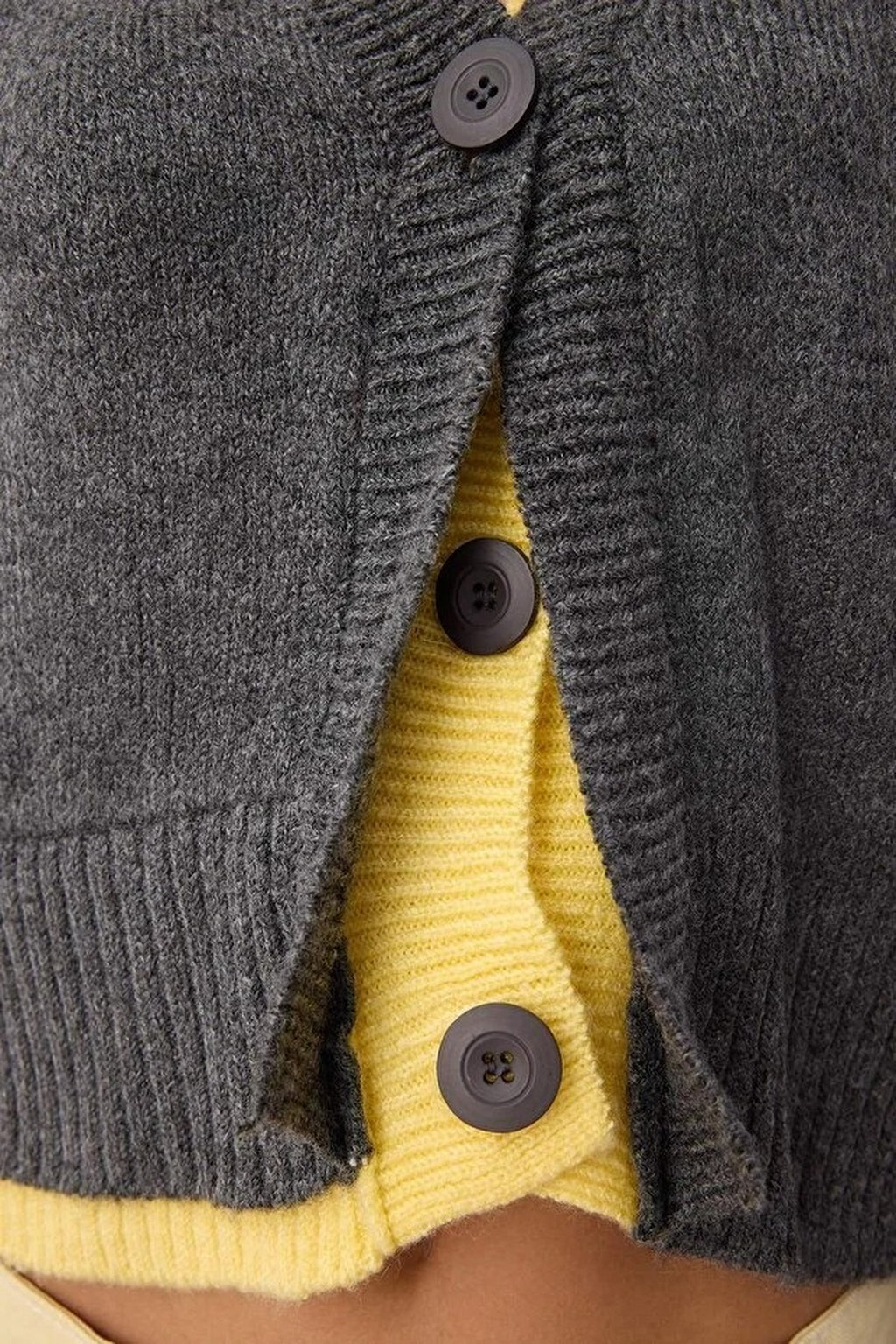 Crop Color Block V-Neck Soft-Textured Knit Cardigan